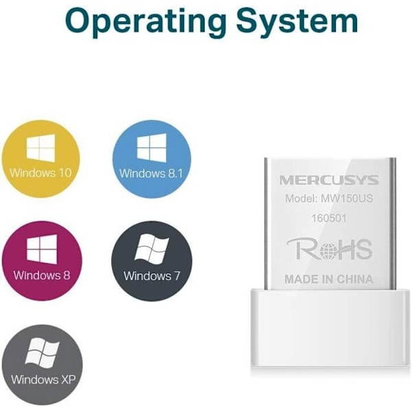 Nano N150 WiFi Key - MERCUSYS - MW150US - USB 2.0 - 2.4 GHz - Enkel installation