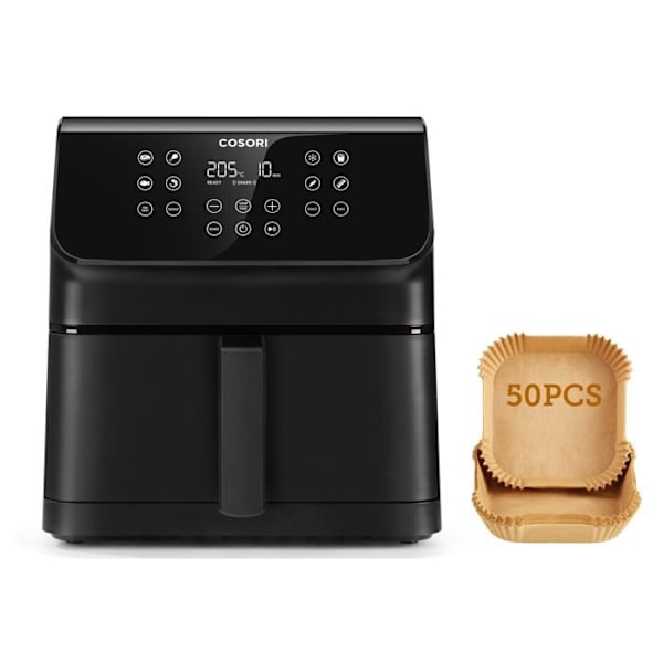 COSORI Premium II Chefs Edition ilmanöljyfritteeri 6,2 litraa musta + Paketti 50 paperia sort