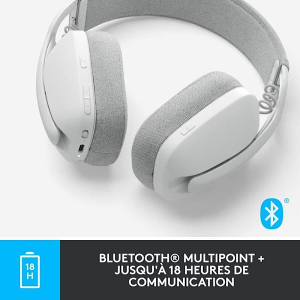 Logitech Zone Vibe 100 PC Headset Kevyet langattomat kuulokkeet melua vaimentavalla mikrofonilla - valkoinen