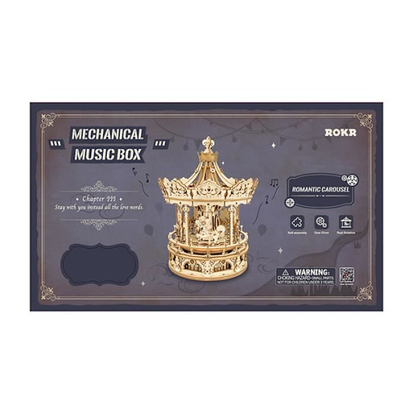 Robotime 3D -rakennussarja Romanttinen karuselli 17 x 23,5 cm ruskeaa puuta