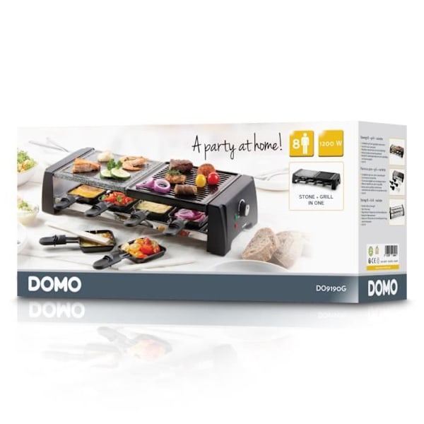 Raclette - Grill - DOMO matlagningssten - 8 personer DO9190G Svart