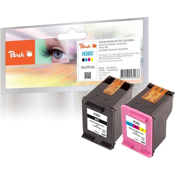 Peach PI300-657 blækpatron til HP Deskjet og OfficeJet - Sort, Cyan, Magenta, Gul