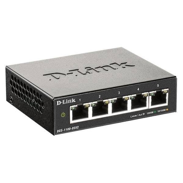 D-LINK DGS 1100-05V2 - Kytkin - älykäs - 5 x 10/100/1000 - Pöytäkone - AC 100/240 V