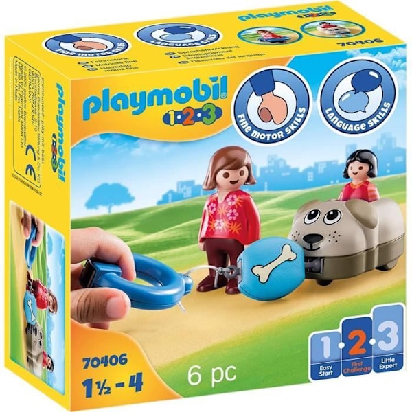 PLAYMOBIL - 70406 - PLAYMOBIL 1.2.3 - Hundevogn til børn fra 18 måneder og derover Flerfärgad