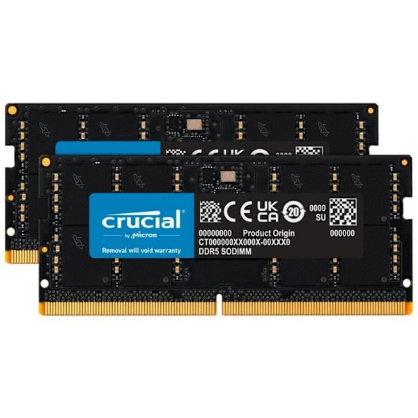 RAM-hukommelse - CRUCIAL - DDR5-4800 SODIMM-sæt - 64 GB: 2x32 GB (CT2K32G48C40S5)