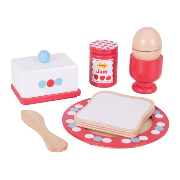 Puinen lelu - Bigjigs Toys - Aamiaispalvelu - Lapsi - Tyttö - Valkoinen ja monivärinen Hvid og flerfarvet