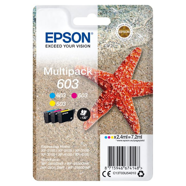 Blækpatron - Epson - Multipack 603 - 3 farver - Skarpe print - Besparelser