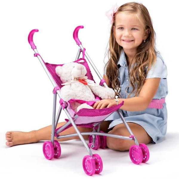 DOTS Pink Unicorn Toy Doll hopfällbar käppvagn Rosa