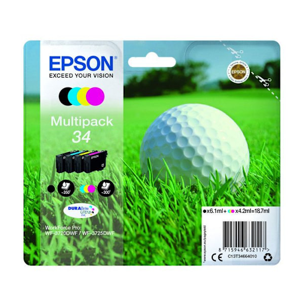 EPSON Original 34 blækpatron - Pakke med 4 - Sort, Gul, Cyan, Magenta