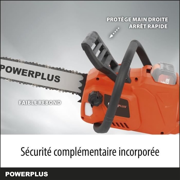 Batteridrevet kædesav Powerplus Dual Power POWDPG7576 - 40V, 350mm skær, uden batteri eller oplader orange