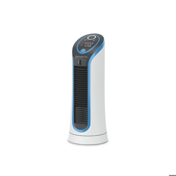 ROWENTA Tower fläkt, 3 hastigheter, 8 timmars timer, Tyst, Justerbart galler, Automatisk oscillation, Eole Compact VU6210F0 vitt och blått
