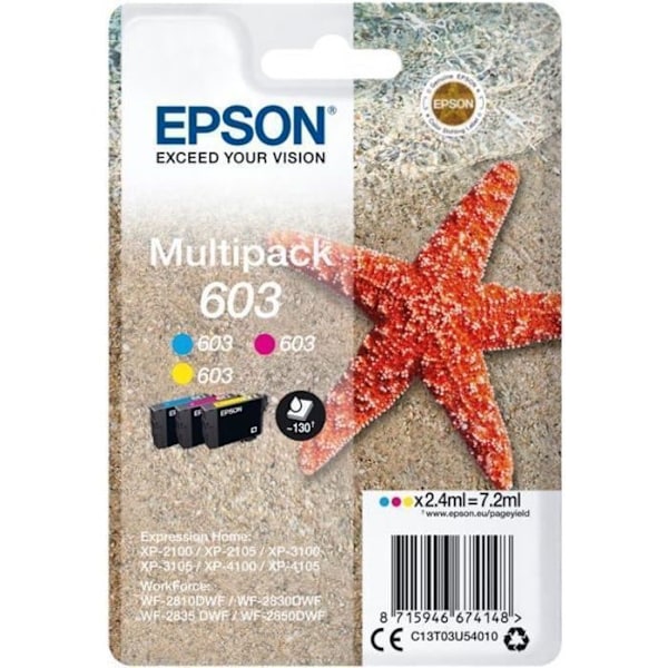 Mustepatruuna - Epson - Multipack 603 - 3 väriä - Terävät tulosteet - Säästöjä