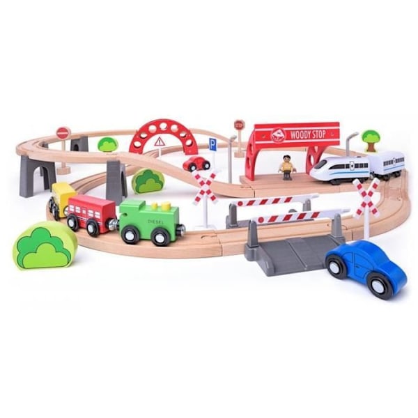 Tågsats - WOODY - 93064 - Ellok - Flerfärgad - Från 3 år Flerfärgad