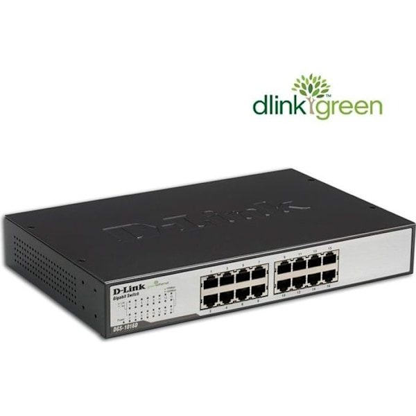 D-Link 16 Port Switch DGS-1016D Sort, Metallic