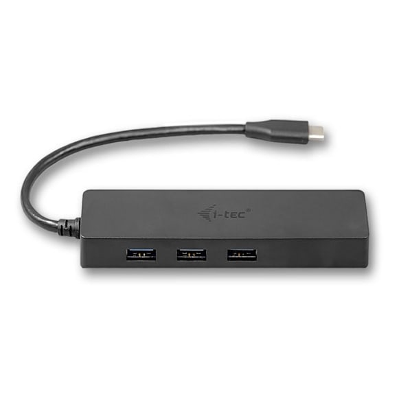 USB-C-keskitin - I-TEC - SLIM HUB - 3 kpl USB 3.0 - Gigabit Ethernet - Integroitu USB-C 3.1 -kaapeli