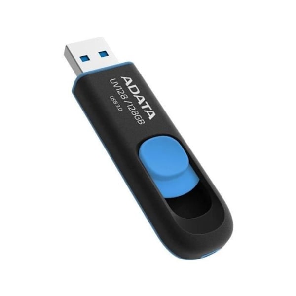 A-Data UV128 3.2 Gen 1 nopea USB-muistitikku, 128 Gt, jopa 100 MB/s musta musta, Sininen