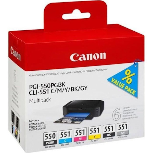 Tulostin - CANON PIXMA iX6850 - Toimisto- ja valokuvamustesuihkutulostin - 5 yksittäistä mustesäiliötä - Väri - WIFI - Musta