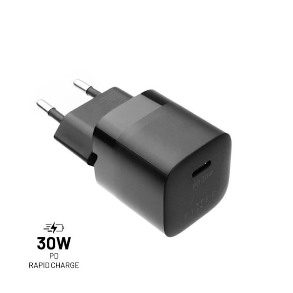 FAST mininetværksoplader med USB-C-udgang og PD-understøttelse, 30W, sort