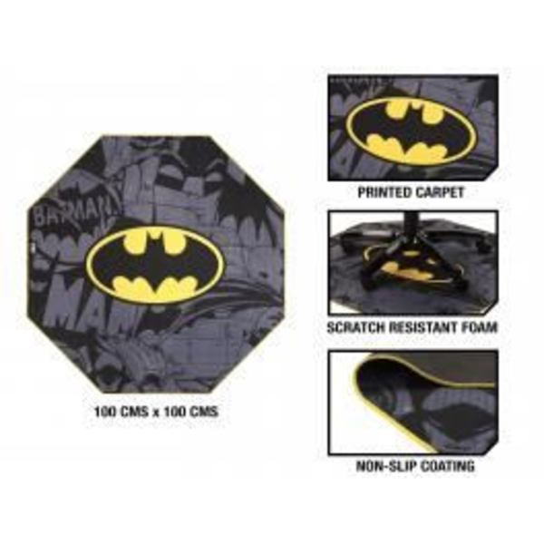 Gamer gulvunderlag - SUBSONIC - SA5590-B1 - Batman - 100x100 cms - Skridsikker, Vaskbar