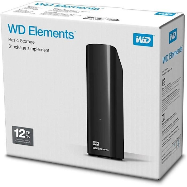 Western Digital Elements 12TB USB 3.0 ekstern harddisk - Plug and Play