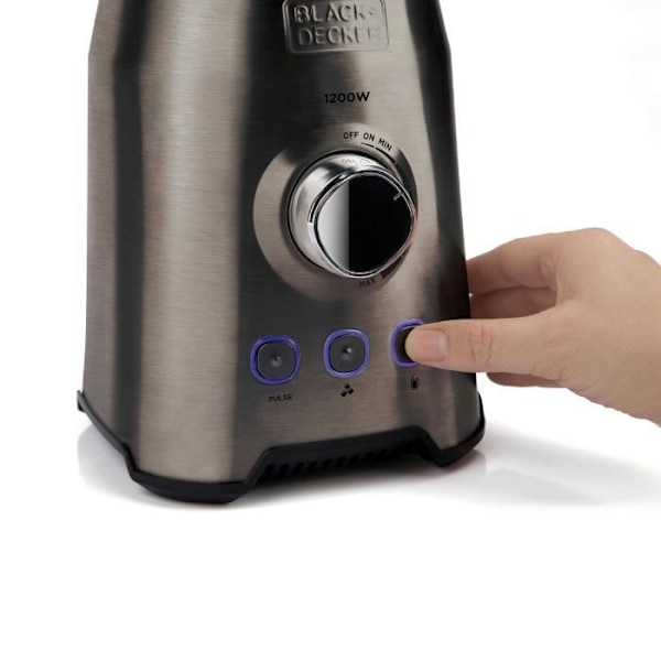 Blender BLACK+DECKER BXJB1200E på 1200W, 3 programmer + justerbare hastigheder, skål på 1.5L, 6 blade i rustfrit stål, skridsikker bund