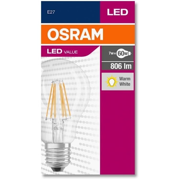 LED Arvo CL A Fil 60 ei-säätö 7W/827 E27