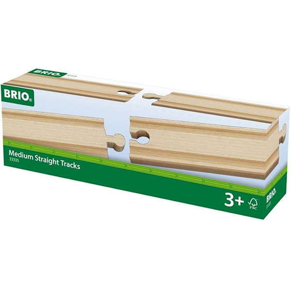 Medium Straight Rails 144 mm - BRIO - Tarvike puiselle junaradalle Beige