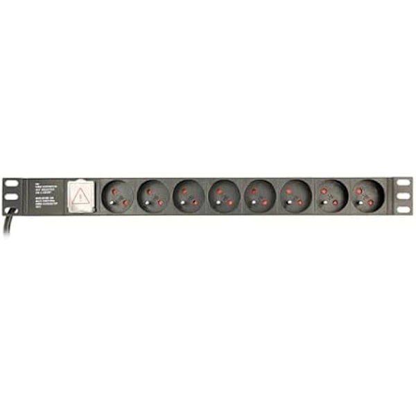 Strömfördelningsenhet - GEMBIRD - EG-PDU-014-F - 8 AC-utgångar - 1U - Svart