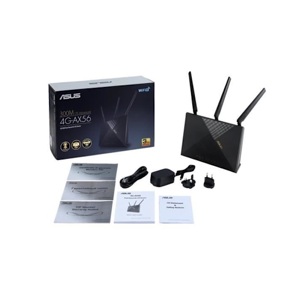 4G-AX56 router - ASUS - WiFi 6 - Hastighed op til 1800 Mbps - 4 LAN-porte - 80 MHz