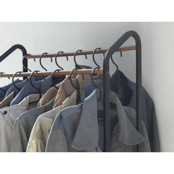 Yamazaki Home Tøj Bøjle Knagerække Skohylde Garderobe Knagerække Sort Farve 67x172x35 cm sort