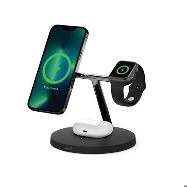 Lader - Belkin - Pro Magsafe 3-1 - Trådløs opladning - Kompatibel med smartphones - Sort Sort