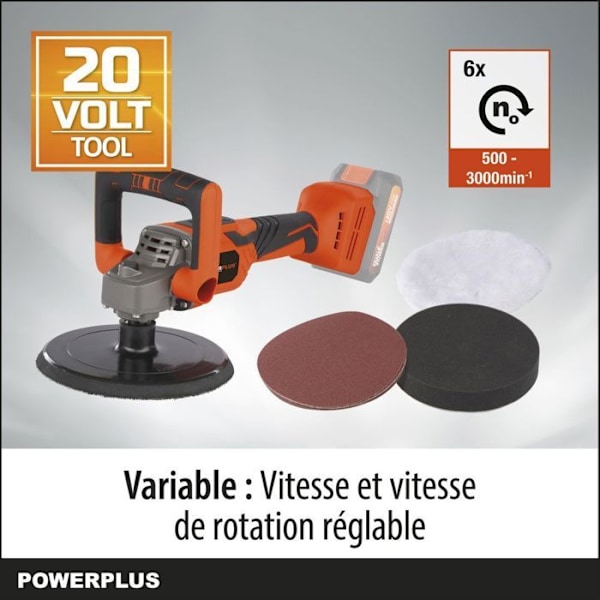 POWDP4070 - Harjaton kulmavaihde - 20V Ø 180mm - ei sisältänyt akkua ja laturia - 7 kpl. orange