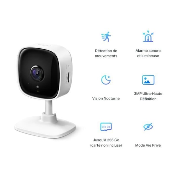 Inomhus WiFi övervakningskamera - TP-Link Tapo C110 - HD 2K 3MP - Rörelsedetektering - Night Vision