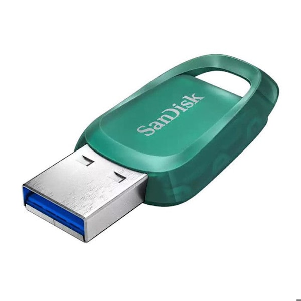Cruzer "Ultra Eco" USB 3.2 nøgle, 64GB, 100MB/s, turkis sort