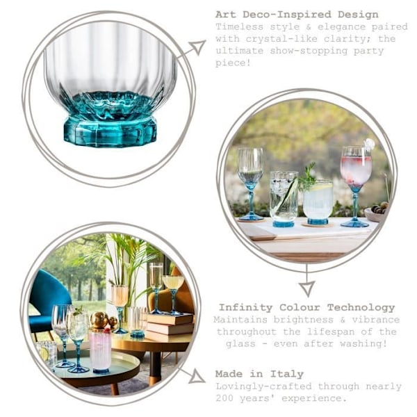Drikkeglas - Bormi - Florian - 6 stk - Blå - 430ml - Opvaskemaskinevenlig Blå