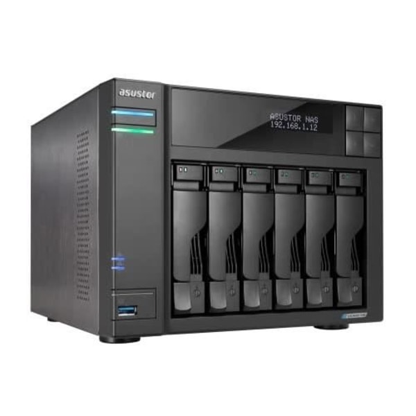 ASUSTOR LOCKERSTOR 6 GEN2 NAS - AS6706T | 6 paikkaa, neliytiminen prosessori, RAID 0 - 2,5 Gigabit Ethernet