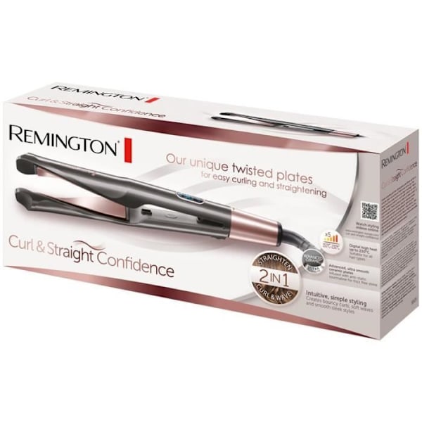Remington S6606 Plattång, Locktång, Plattång, Curl Confidence Advanced Cermaic, Turmalin, Antistatisk