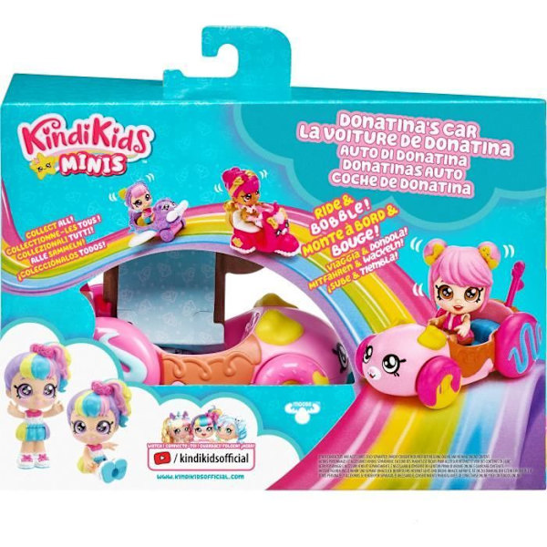 Mini Kindi dukke og racerbil - MOOSE LEGETØJ - Mini Kindi - 9cm - Pige - 3 år og opefter
