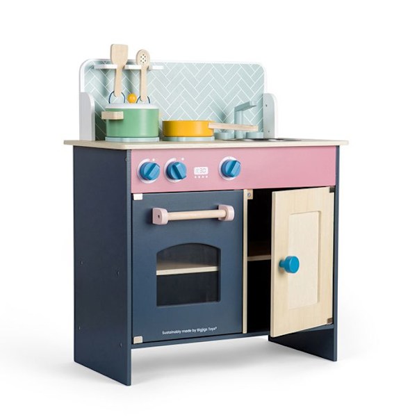 Bigjigs Toys Puiset leikkikeittiö Simply Scandi, leikkikeittiö, roolileikki, lapsille alkaen 3-vuotiaista.