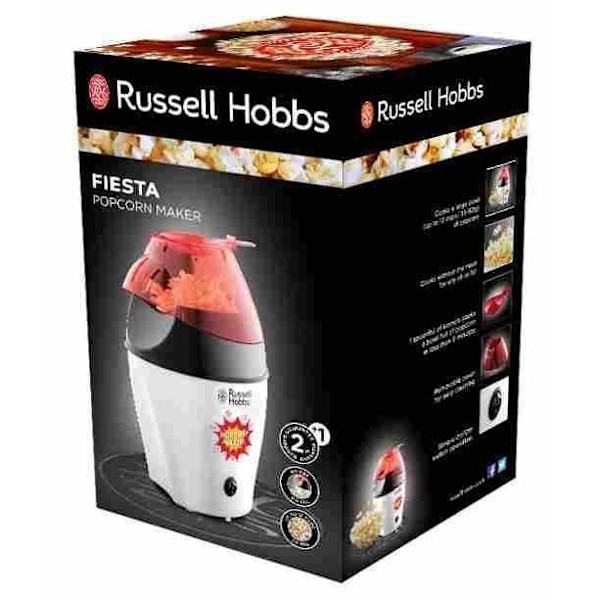 Popcornmaskine RUSSELL HOBBS - 24630-56 - 12 portioner (30/50g) på få minutter - 1200W hvid