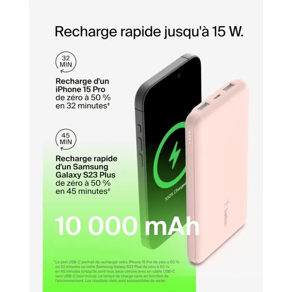Externt batteri - BELKIN - 10 000 mAh - Rosa Ros