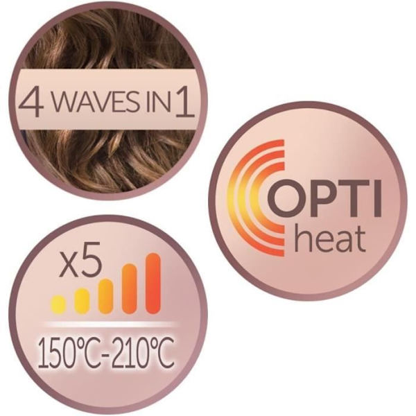 Remington CI91AW Krøllejern, 4i1 Proluxe Curler, 4 Wave Styles, Ceramic Grip Tech Coating, OptiHeat Technology