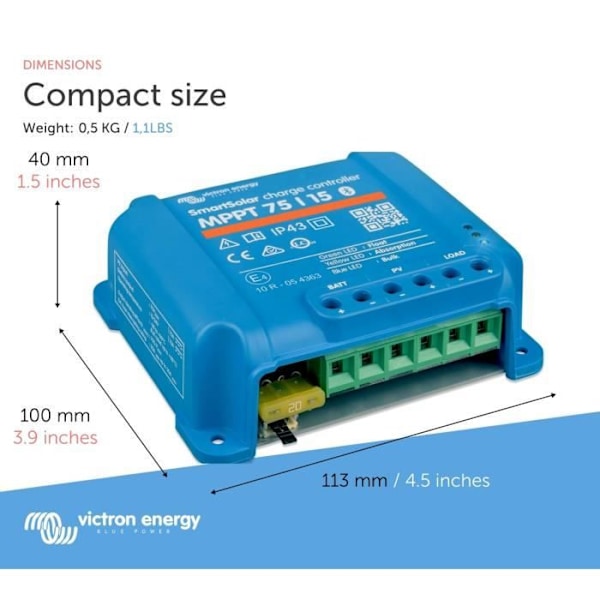 VICTRON MPPT aurinkosäädin - 75/15 - 12/24 V - 15A