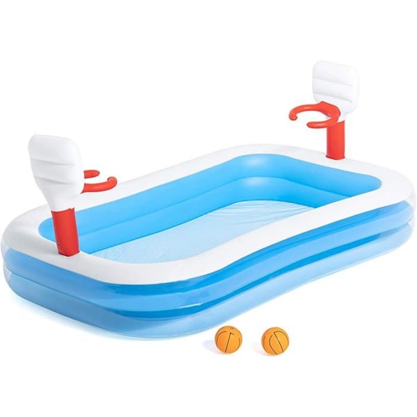 Svømmepool - BESTWAY - 254 x 168 x 102 cm - Basketballbane - 2 oppblåsbare rør - Udendørs