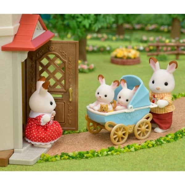 Pienoishahmot - SYLVANIAN PERHEET - Suklaakanin kaksoset ja heidän tuplarattaat Flerfärgad