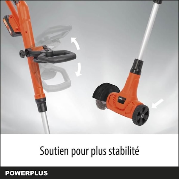 Powerplus Dual Power Ukrudtsuger Teleskopisk Batteri POWDPG8060 - 20 V, uden Batteri/Oplader, Nylon- og Stålbørste orange