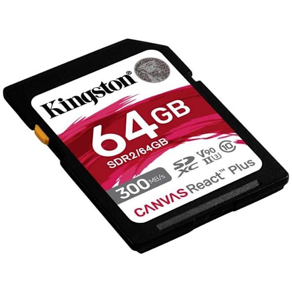 SD-muistikortti - Kingston - Canvas React Plus - 64 Gt - 300 MB/s - UHS-II U3 V90