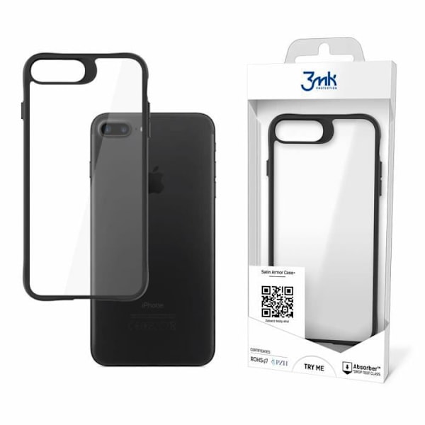 3MK Apple iPhone 7/8/SE 2020/2022 smartphone etui - Satin Armor - gennemsigtig/sort - TU