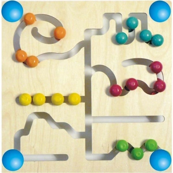 Värikäs Hess Motor Maze - Puinen lelu - Kehittää lasten motorisia taitoja ja koordinaatiota Farvet