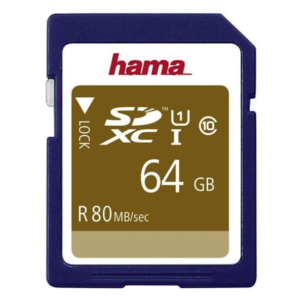 SDXC 64GB Class 10 80MB/s hukommelseskort - HAMA - Hvid - 10 års begrænset garanti